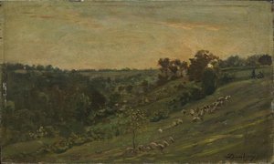 Une Vallee Au Soleil Couchant — Charles-françois Daubigny
