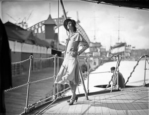 Hera Roberts posing on the deck of HNLMS JAVA