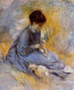 Frau Mit Einem Hund — Pierre-auguste Renoir, Impressionistische Malerei