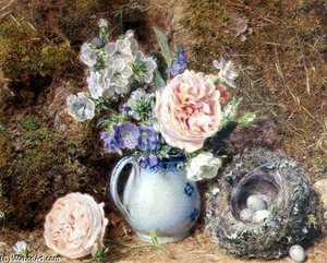 Still Life Of Flowers And Nest — William Henry Hunt