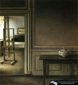 Interior With Easel, And Punch Bowl, Strandgade 30 — Vilhelm (hammershøi)hammershoi