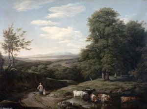 Landscape With Wooded Scene And Cattle — Thomas Barker