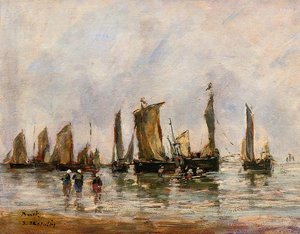 Fishing Boats At Berck — Eugène Louis Boudin