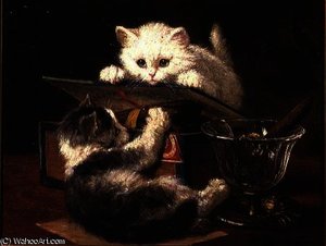 Playful Kittens — Henriette Ronner Knip, Contemporary Realism