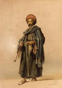 An Egyptian Man With A Pipe — Count Amadeo Preziosi