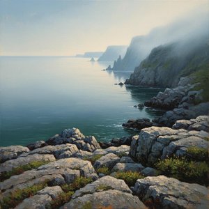 Ethereal Threshold: The Silent Coastline in Mist