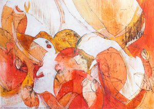 Abstract in White, Red and Orange