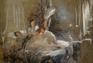 Study Of A Bedroom Scene (detail) — Frederick William Elwell