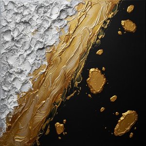 Celestial Fracture: A Monumental Study Of Gilded Flow And Obsidian Void — David Moreau, Plaster & Texture Art