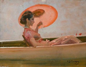 Study For 'the White Canoe' - — Sir Alfred James Munnings