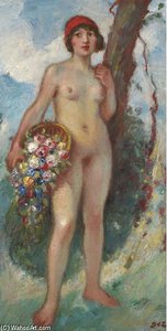 Girl With Basket Of Roses — Georges D'espagnat