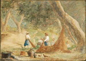 Cleansing Fishing Nets — Hans Johan Frederik Berg, Realism