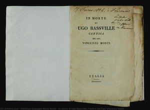 In Morte Di Ugo Bassville. Cantica Del Cav. Vincenzo Monti — Vincenzo Giuseppe Maria Monti