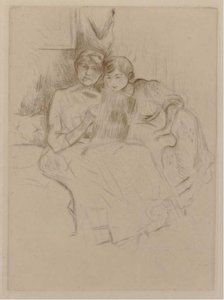 Berthe Morisot Dessinant Avec Sa Fille — Berthe Morisot