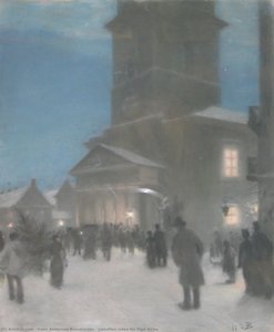 Juleaften Uden For Frue Kirke — Hans Andersen Brendekilde