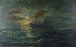 Steamship In Moonlight — George Washington Sandell