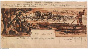 The First Settlers (mural Study, Shawano, Wisconsin Post Office) — Eugene Higgins