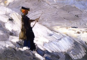 Woman Standing In A Winter Landscape — Franz Marc, German Expressionism