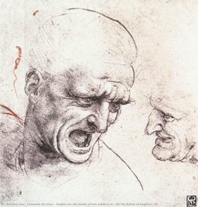 Estudios Para Las Cabezas De Dos Soldados En 'la Batalla De Anghiari' — Leonardo Da Vinci