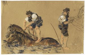 Bething Of Horses — Adolph Von Menzel