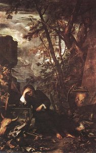 Democritus In Meditation — Salvator Rosa, Baroque Landscape