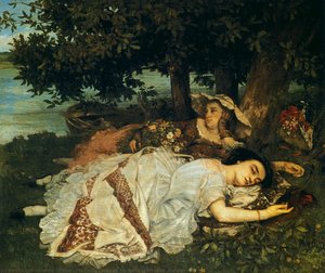 The Young Ladies On The Banks Of The Seine (summer), — Gustave Courbet, Realist Painting