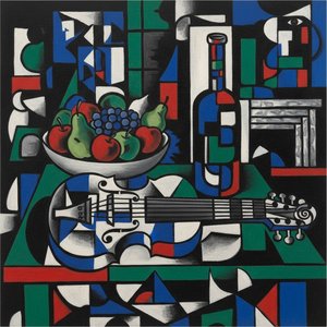 Fragmented Symphony In Cobalt And Crimson: A Singular Cubist Vision — Marc Duvallier, Cubism