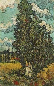 Cypresses And Two Women — Vincent Willem Van Gogh, Post-impressionism
