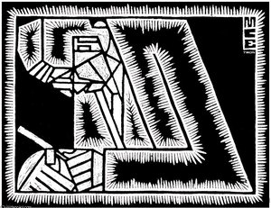 Father With Magnifying Glass — Maurits Cornelis Escher
