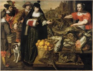 A lady at the fishmarket in Antwerp