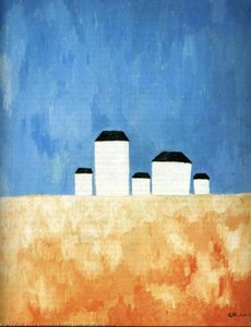 Landscape With Five Houses — Kazimir Malevich, Neo-suprematism