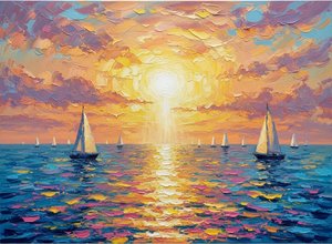 Radiant Solar Symmetry: A One Of One Impasto Masterpiece Of Serene Seascapes — Christian Noiret, Contemporary Abstract