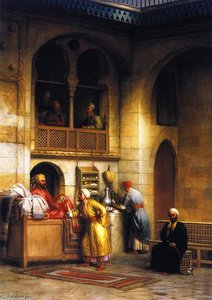 In A Rug Bazaar, Cairo — George Henry Hall, Academic Realism