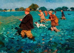 A Shoot In A Swede Field — Sir Alfred James Munnings