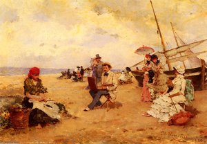 The Artist Sketching On A Beach — Francisco Miralles Galup