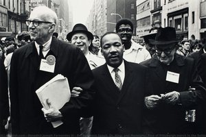 Dr. Benjamin Spock, Dr. King, And Monsignor Rice Of Pittsburgh March In The Solidarity Day Parade At The United Nations Building. — Benedict Joseph Fernandez Iii