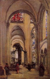 Interior Del Catedral De Sens — Jean-baptiste-camille Corot