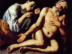 Job Mocked By His Wife. — Gaspare Traversi