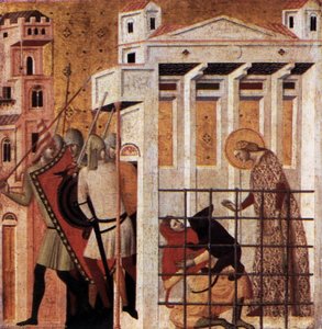 Scenes From The Life Of St Colomba: St Colomba Saved By A Bear — Giovanni Baronzio