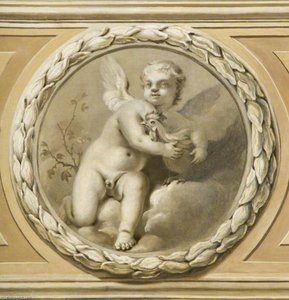 Winged Infant Holding a Cockerel