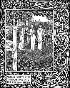 Merlin Taketh The Child Arthur Into His Keeping — Aubrey Vincent Beardsley