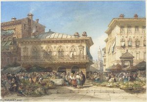 A Flower Market, Verona — William Wyld