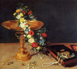 Still Life With Garland And Golden Tazza — Jan Breigel Stariji, Baroque