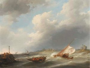 Caught In A Stiff Breeze — Johannes Hermann Barend Koekkoek