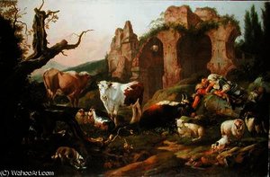 Farm animals in a landscape