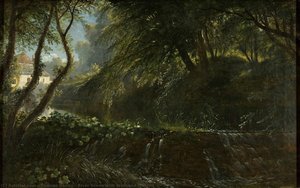 River Scene With Weir And Mill — Thomas Danby