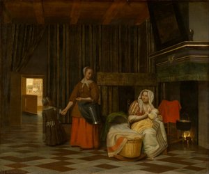 Woman And Child With Serving Maid — Pieter De Hooch, Dutch Golden Age