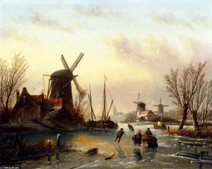 A Frozen River Landscape — Jan Jacob Coenraad Spohler