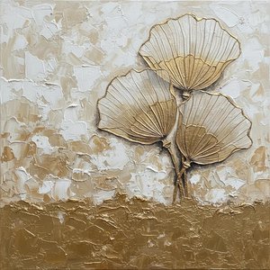 Vergoldetes Botanisches Relief: Eine Monumentale Studie In Skulpturalem Gold Und Organischer Form — David Moreau, Gips- & Texturkunst