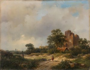Landscape with the Ruins of Brederode Castle in Santpoort, Andreas Schelfhout, 1844